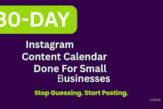 create a 30 day instagram content calendar with hooks, captions, and hashtags