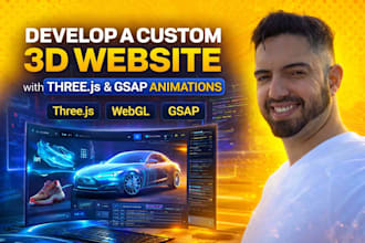 develop a custom 3d website with threejs and gsap animations