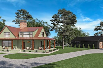 restructure modern farm house,residential exterior, floor layout,property render