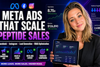 setup and manage facebook instagram meta ads campaign for peptides ads