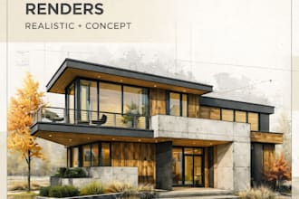 create realistic house exterior renders