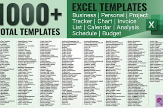 provide 1000 excel templates for business finance tracker and etc