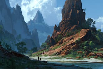 paint an environmental concept art of landscape