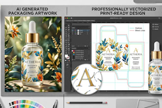 ai generated label and packaging design to print ready illustrator file