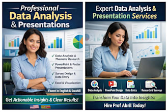 design your PPT, analyse data in excel, and conduct  surveys, or data analysis