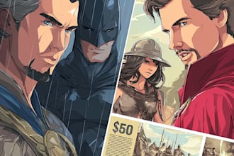 create an amazing superhero or fantasy comic illustration