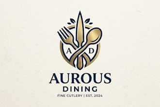 design a unique and elegant cutlery logo for your brand