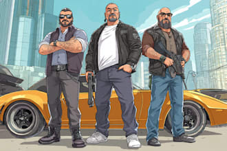 draw cartoon fantasy character gta style theme game art illustration