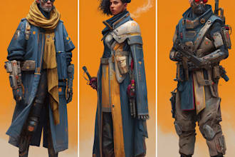 create scifi, fantasy, superhero character design