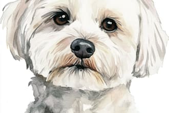draw custom pet portrait, dog , cat portrait in disney style