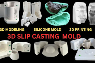 design 3d silicone molds, slip casting models  injection mold stl files