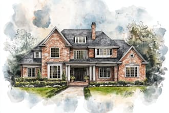 draw a watercolor house painting