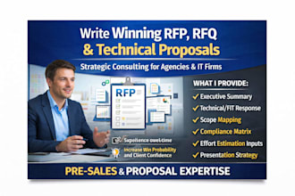 prepare professional rfp,rfq,rfi responses and technical solution proposals