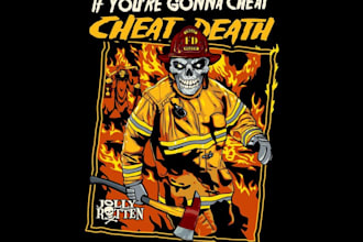 design high quality fire fighter mascot logo with t shirt design