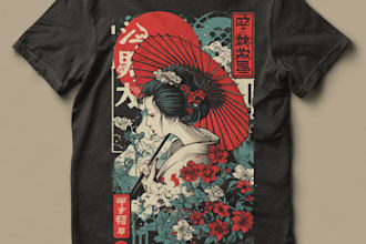 draw professional graphic t shirt design with cartoon