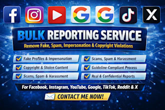 do bulk reports to facebook instagram youtube google tiktok reddit