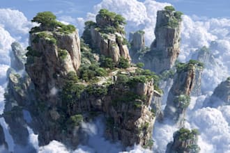 illustrate environments, landscapes, board game, concept art