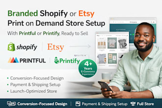 build a branded shopify or etsy print on demand store with printful or printify