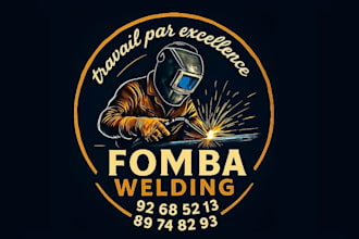 design high quality welding mascot logo with t shirt design