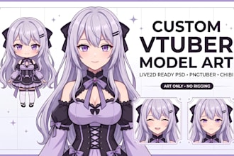 draw cute vtuber model live2d pngtuber chibi art giftuber streaming for rigging