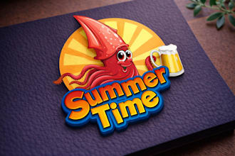 design a cute squid mascot logo for your food brand restaurant