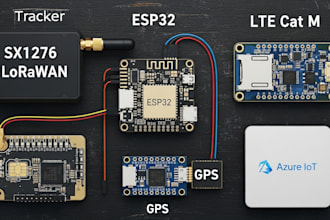 configure sx1276 lorawan, lte cat m, azure iot, esp32 and gps tracker devices