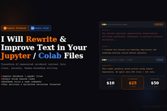 rewrite and improve text in google colab, jupyter notebook and python scripts