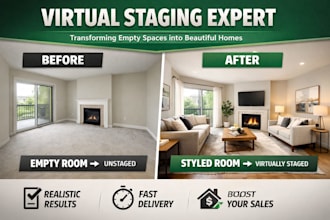 virtually stage empty property photos with realistic furniture