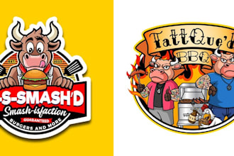 restaurant pizza bbq food logo and food truck design