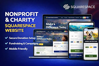 design and redesign squarespace nonprofit or charity website with donation setup