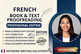 proofread and edit your document in french ebook text or any content editing