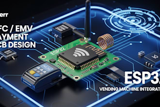 develop nfc, emv contactless credit card reader pcb for esp32 vending machines