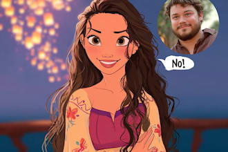 create a gorgeous disney style cartoon portrait