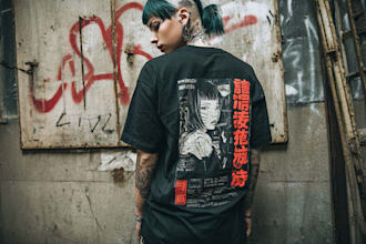 design cyberpunk or 90s retro japanese or anime streetwear