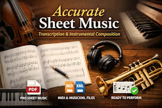 make accurate sheet music transcription, instrumental composition, audio music