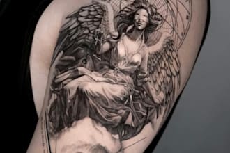 create your dark and gothic custom tattoo design and illustration