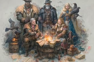 beautiful your dnd rpg character or party illustration art
