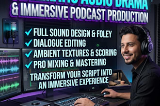 edit and produce a cinematic audio drama or immersive podcast