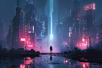 make a science fiction city, cyberpunk concept art