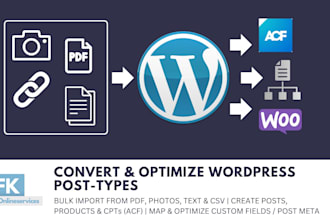 bulk import unstructurated data to wordpress post woocommerce acf posttype