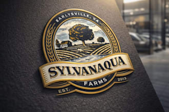 design a vintage agriculture farm logo badge for ranch dairy