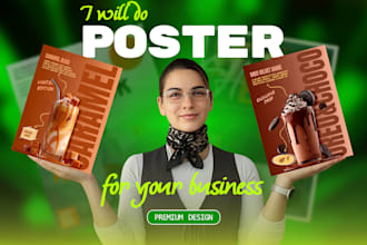 create modern promotional posters flyers for food business cafe restaurant