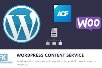 create and upload wordpress content with on page SEO for wp woo acf