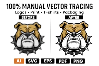 manual vector tracing logo to high quality ai, eps, svg pdf, png file