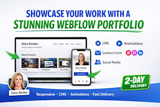 design modern webflow portfolio website for ui ux designers developers startups