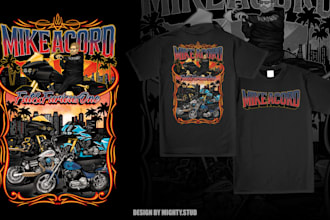 create custom motorcycle t shirt design in vintage and realistic style