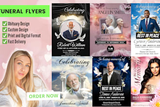 design unique funeral flyers, obituary, funeral program in 2hrs