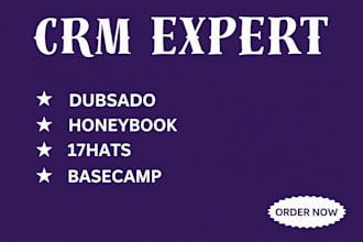 set up dubsado and honeybook crm account, 17hats, acuity scheduling