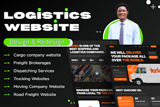 design logistics website, trucking dispatch, cargo, moving company road freight