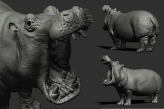 sculpt realistic 3d animal model for 3d printing 3d creature dog model stl files